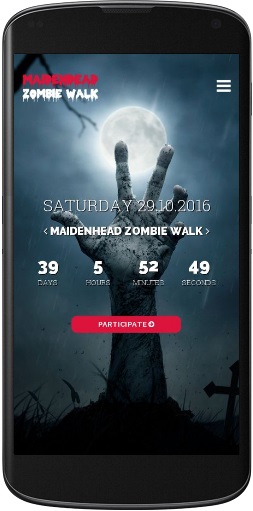 Mobile version of Maidenhead Zombie Walk website.