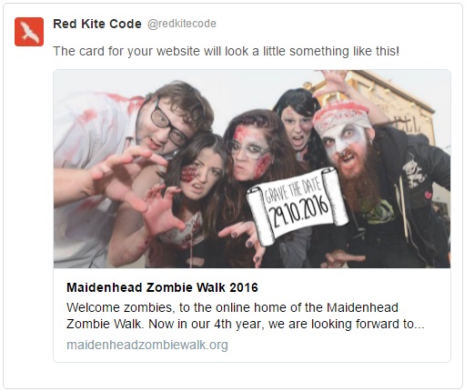 Twitter Card for Maidenhead Zombie Walk website.