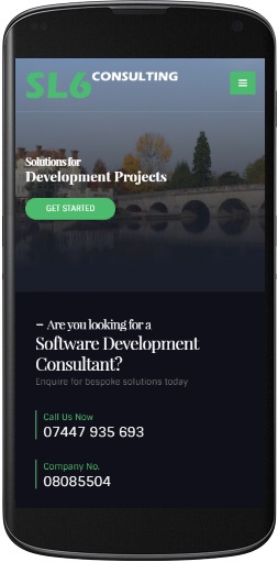 Mobile version of SL6 Consulting website.